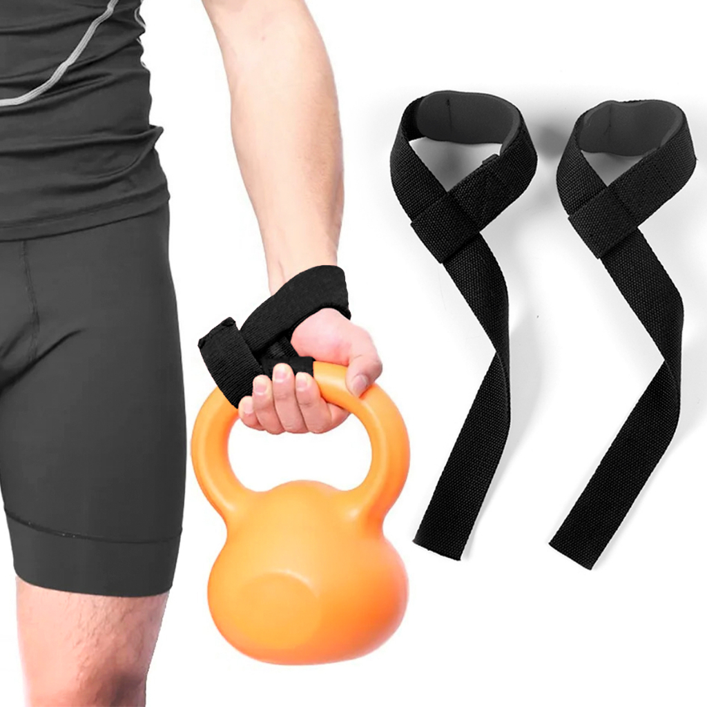 Par Lifting Strap Tala Mão Punho Academia Musculação Cross Puxada Levantamento Peso 100% Algodão Fit