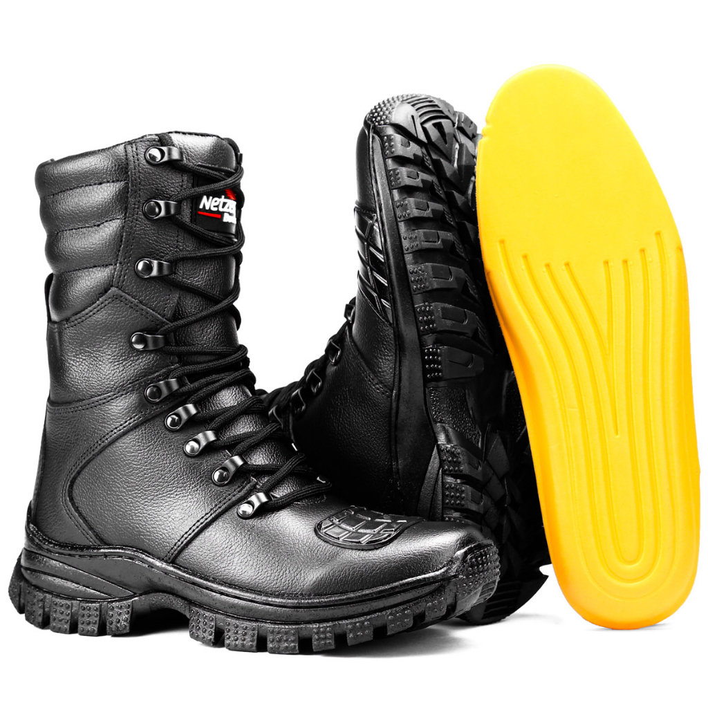 Bota Militar Cano Médio Bota Tática Adventure Bota de Segurança Moda Masculina Style em Couro