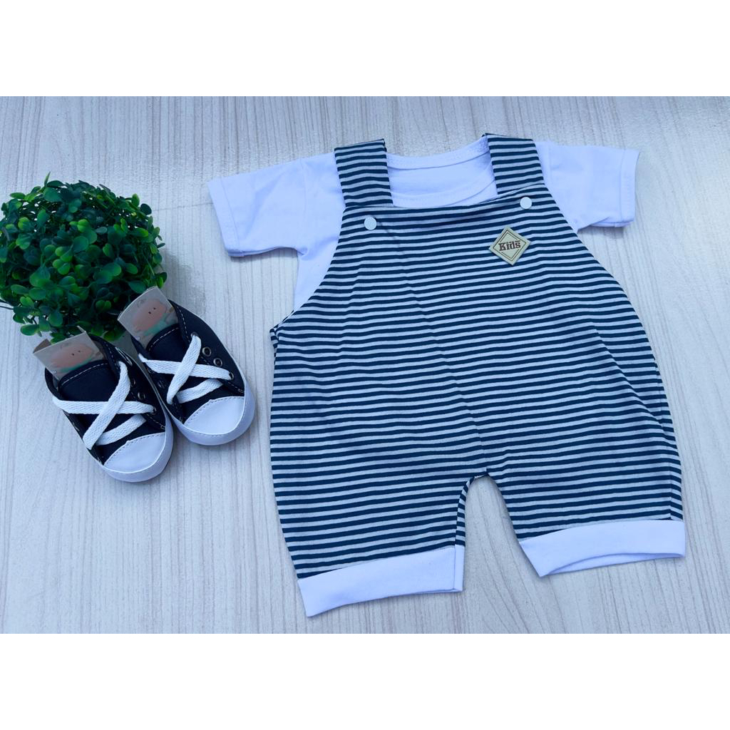 Jardineira Listrada + Camisa
