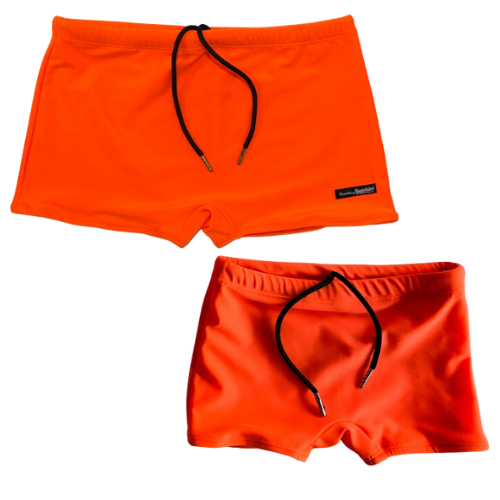KIT TAL PAI TAL FILHO SUNGA BOXER LARANJA NEON