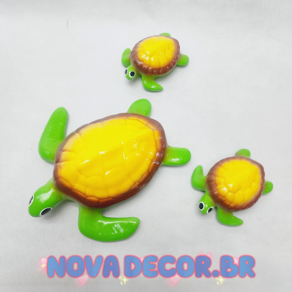 Conjunto de Tartarugas, Enfeite Kit com 3 Tartarugas Decorativo de Enfeite de Cerâmica para Jardim, Enfeite de jardim modelo tartaruga alegre decore seu jardim P/Decoração de Jardim, varanda, quintal