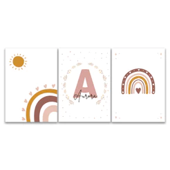 Kit Placa Quadro Decoração Boho Quarto Infantil Bebê Menina Menino