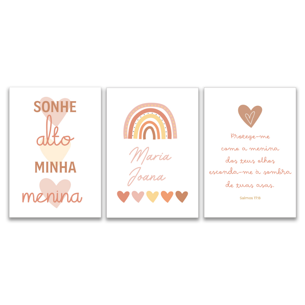 Kit Quadro Decorativo Boho Infantil Personalizado