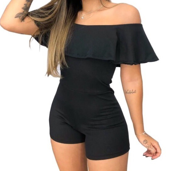 Macaquinho Feminino Tomara Que Caia Ombro a Ombro Canelado Macacao Moda Gringa Curto Verão em Oferta na Shopee