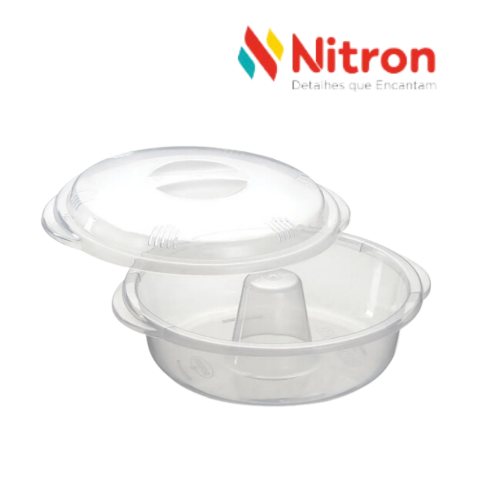 Forma De Pudim Para Microondas Com Tampa Nitron em Oferta na Shopee
