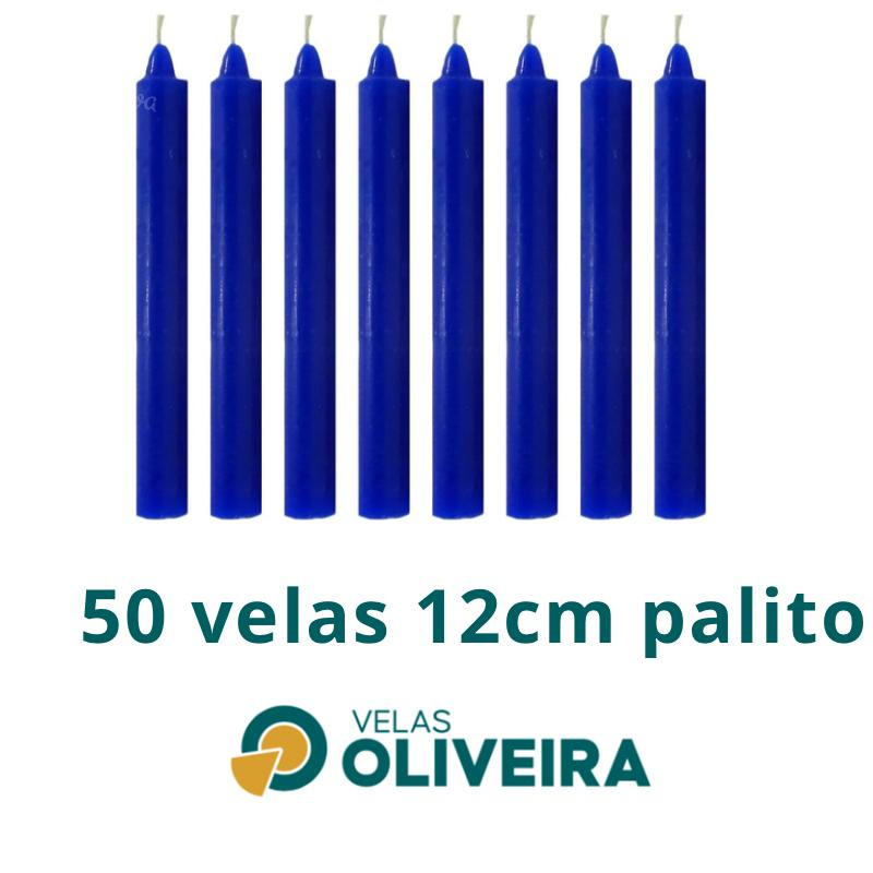 Vela Palito Azul  50 Unidades 12cm 15,8 - (Por Kilo) 100% Parafina em Oferta na Shopee