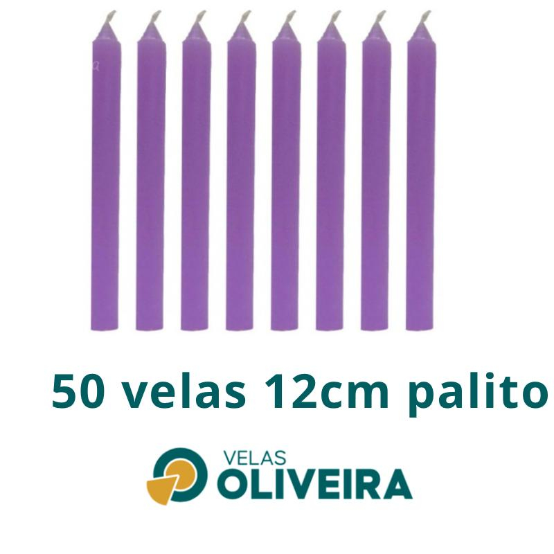 Vela Palito Lilas 50 Unidades 12cm 15,8 - (Por Kilo) 100% Parafina em Oferta na Shopee