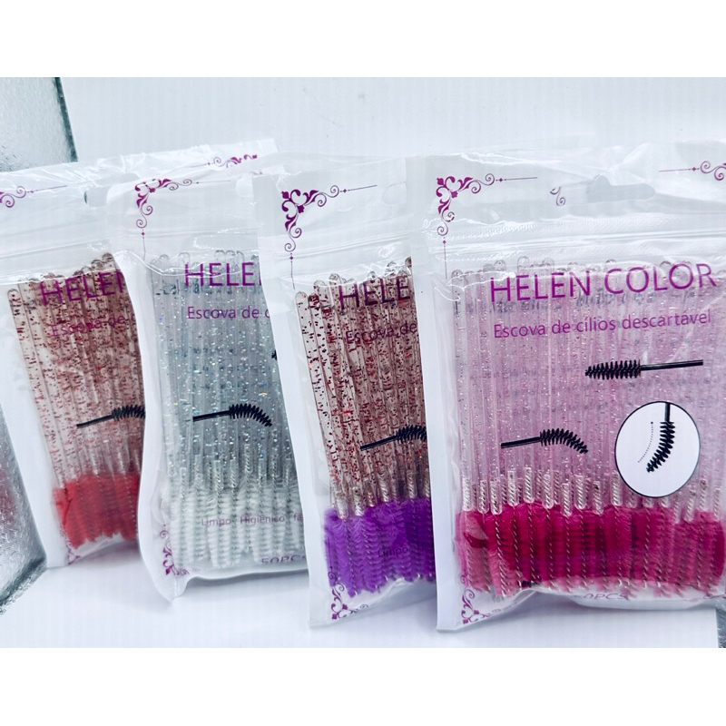 Escovinha de cílios Helen Color, Kit c/ 50 unidades, Escova Descartável Profissional para Lash Lift e Sobrancelhas em Oferta na Shopee
