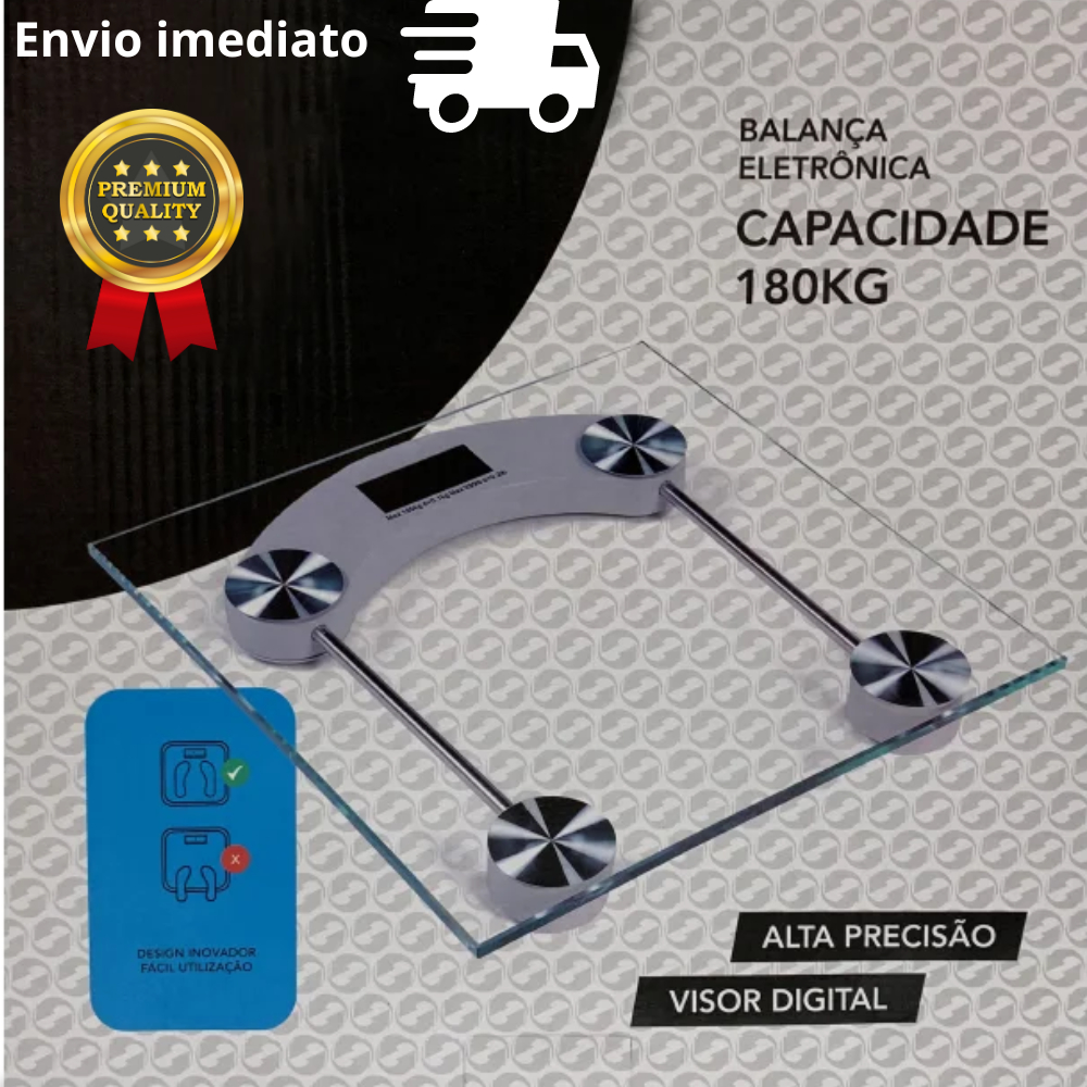Balança Digital Eletrônica Vidro 180kg Academia Banheiro