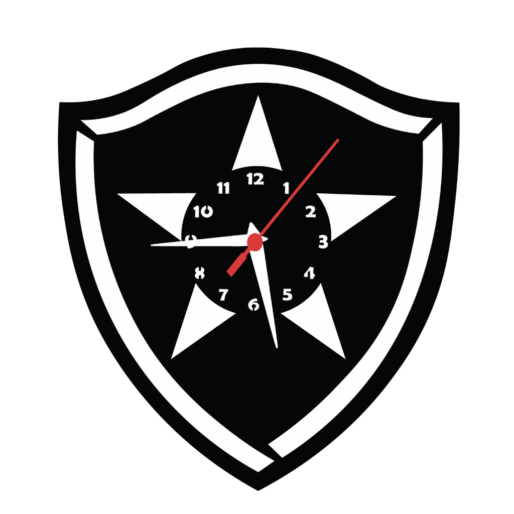 Relógio de Parede Silencioso Botafogo RJ Decoração de Interiores Times Futebol Estrela Solitária.