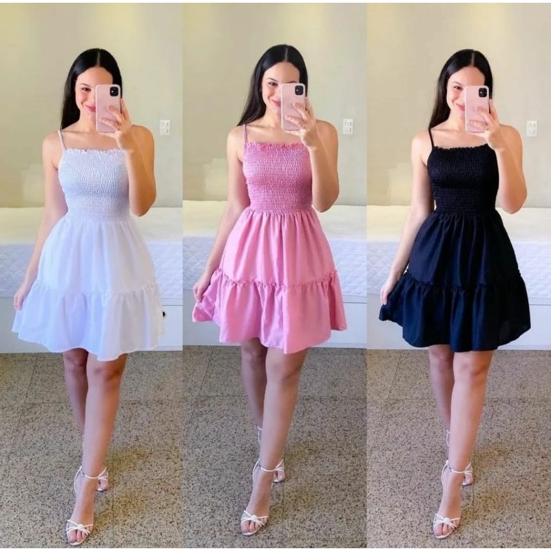 Vestido curto de lastex com alça regulavel. REF - 206. em Oferta na Shopee