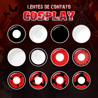 Pseyeche Lentes De Contato Coloridas Cosplay Naruto Anime Halloween Maquiagem Olhos grandes Lentes pretas e brancas 1 Par Entrega rápida do Brasil