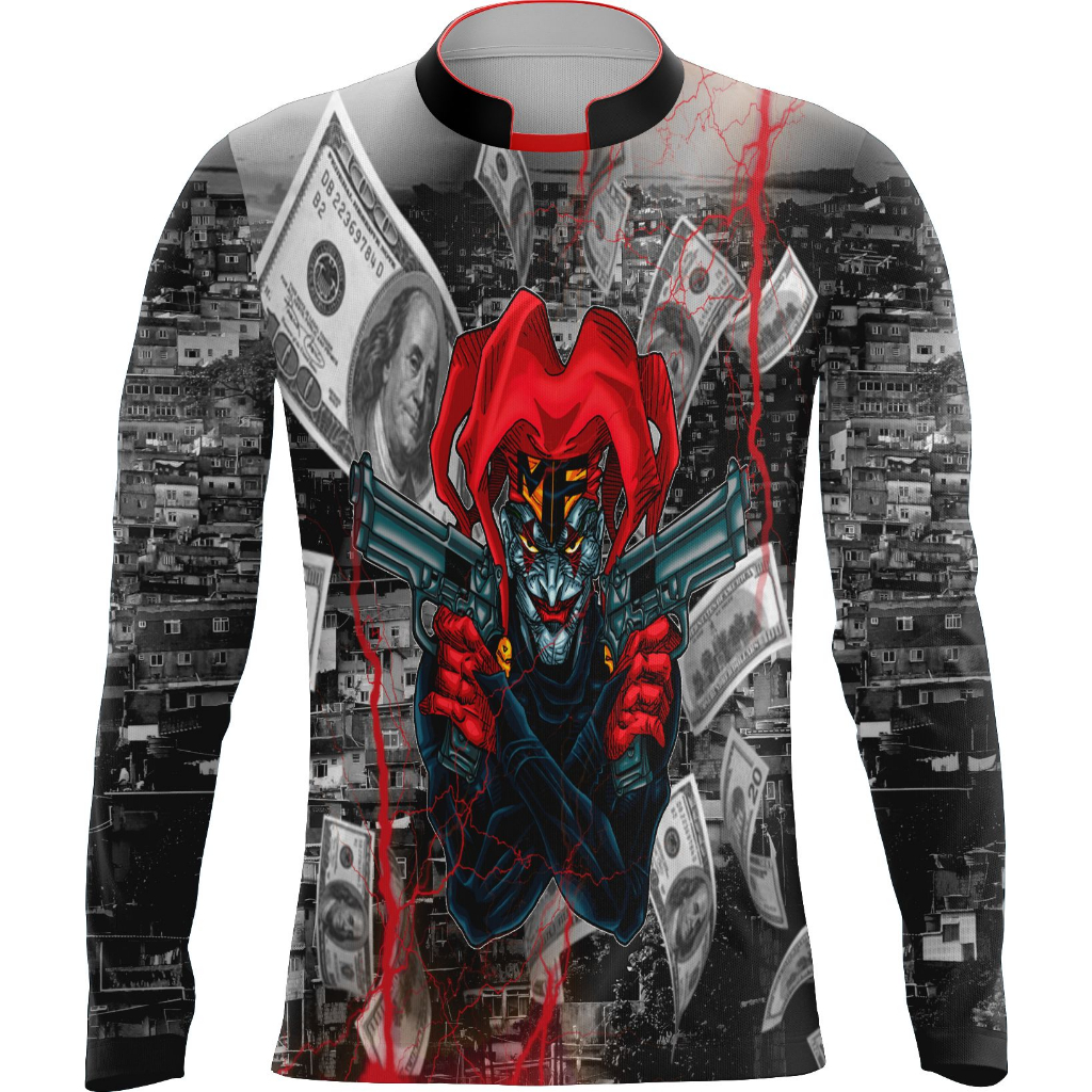camiseta/camisa manga comprida favela quebrada mandrake palhaços 1005