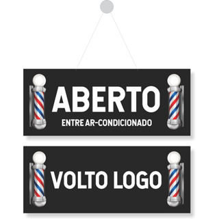 Placa Aberto e Volto logo Barbearia Bastao em Oferta na Shopee