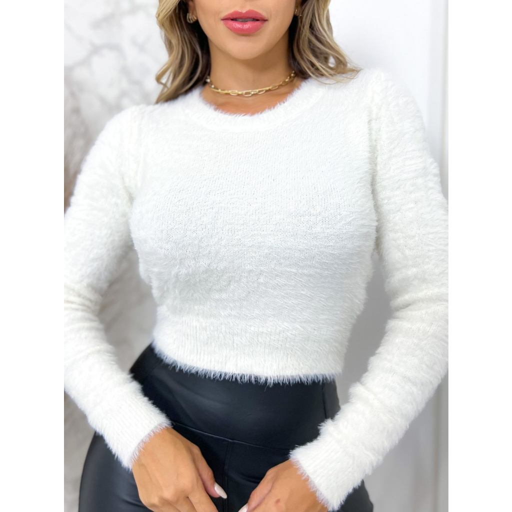 Cropped Suéter  De Pelinho Feminina (C828-870)