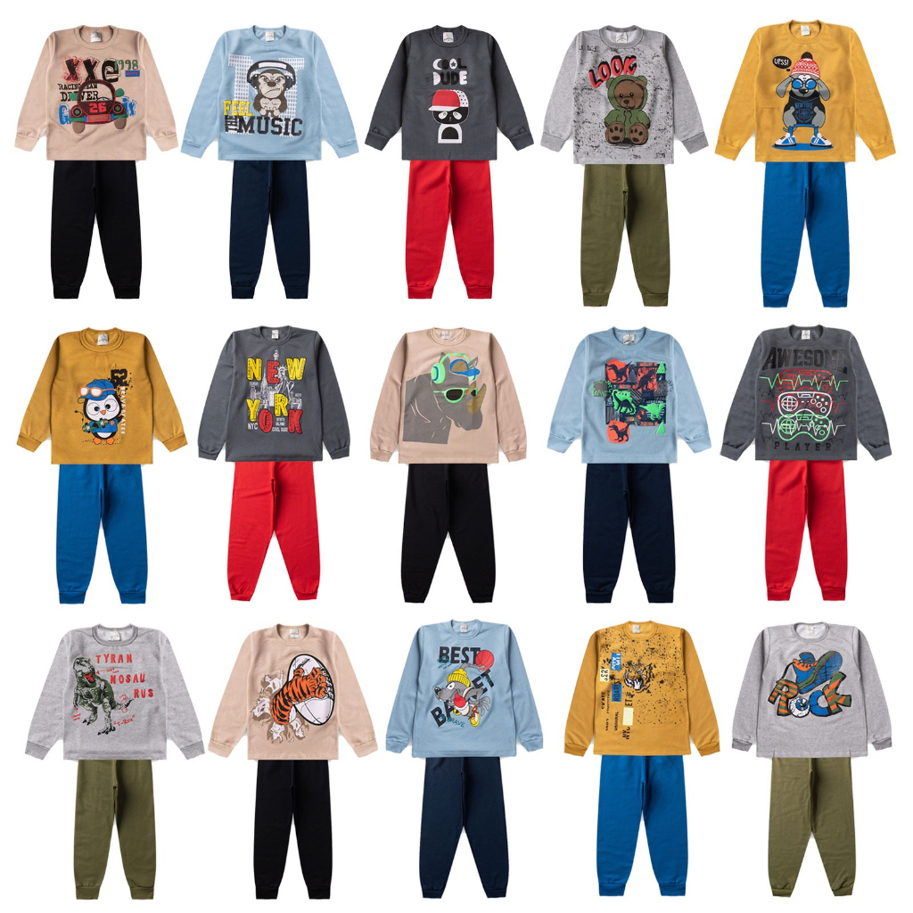 Kit 5 Conjuntos Moletom Menino Roupa De Frio Inverno Promoção Conjunto Masculino Infantil Tamanho 1 2 3 4 6 8