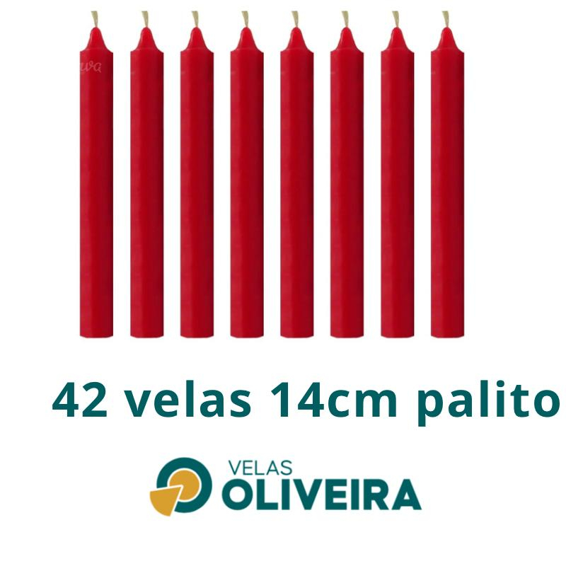 Vela Palito Vermelha 42 Unidades 14cm 15,8 - (Por Kilo) 100% Parafina