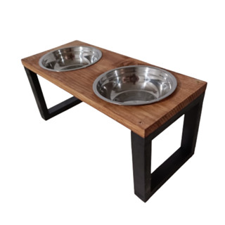 comedouro industrial duplo para cachorro gato inox 45x19cm
