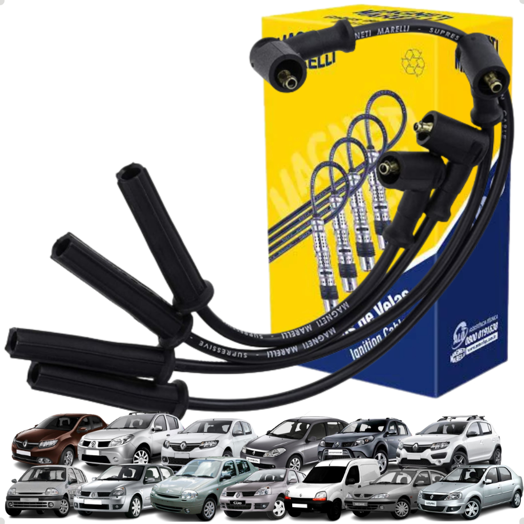Jogo Cabos De Vela Renault Logan Clio Sandero  Megane 1.6 8v  Original Magneti Marelli em Oferta na Shopee