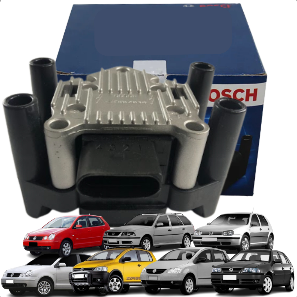 Bobina de ignição Bosch Polo Gol Audi A3 Parati 1.0 1.6 2.0 - Spare Parts and Accessories for Vehicles