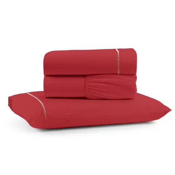 KIT LENÇOL PONTO PAILITO CASAL QUEEN 400 FIOS 3 peças