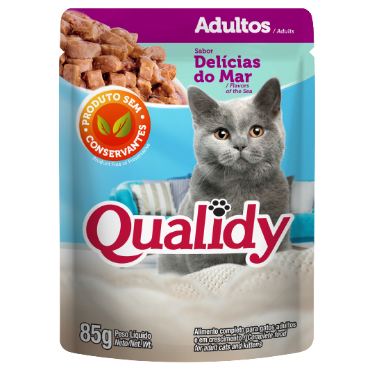 Sachê Qualidy Gatos Adultos Delícias do Mar 10x85g