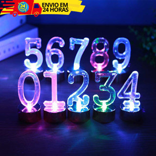 Vela De Led De Número Pisca Várias Cores Para Decoração De Aniversário em Oferta na Shopee
