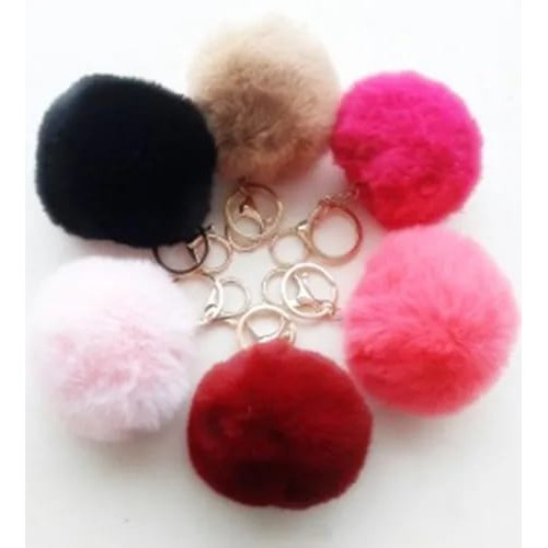 12 Peças Chaveiros De Pompom Lote Com Variadas Presentear