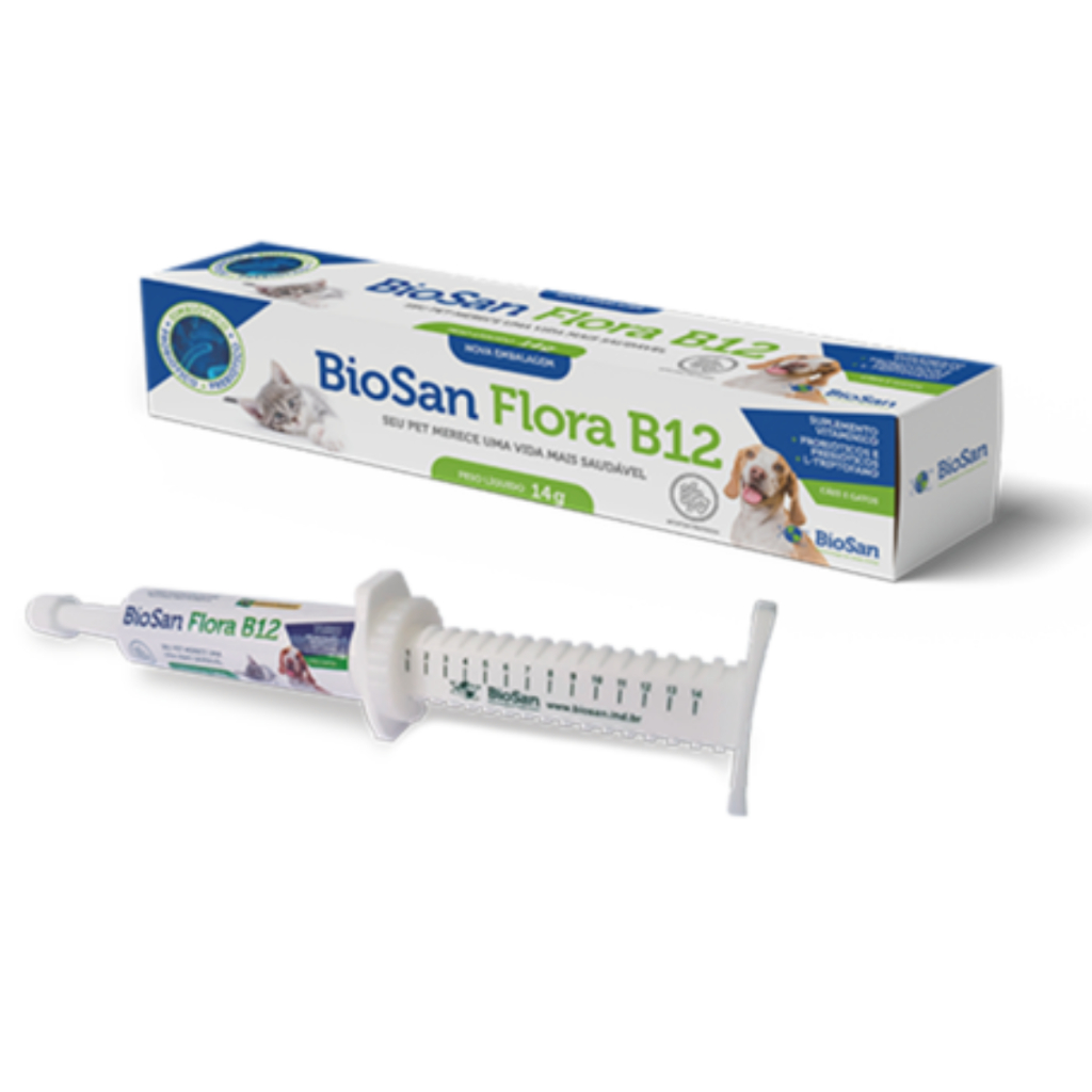 Probiótico Suplemento Flora e Prebiótico Cães e Gatos Biosan