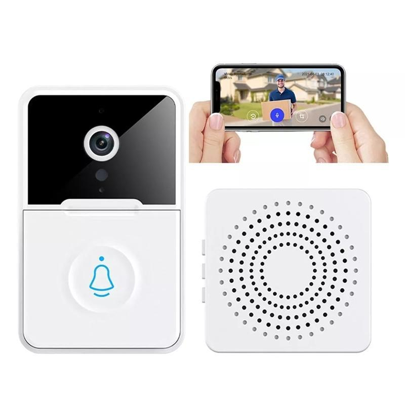 Campainha Com Câmera Vídeo Porteiro Sem Fio Wi-Fi HD Inteligente Smart Home Vê Pelo Celular - Recarregável