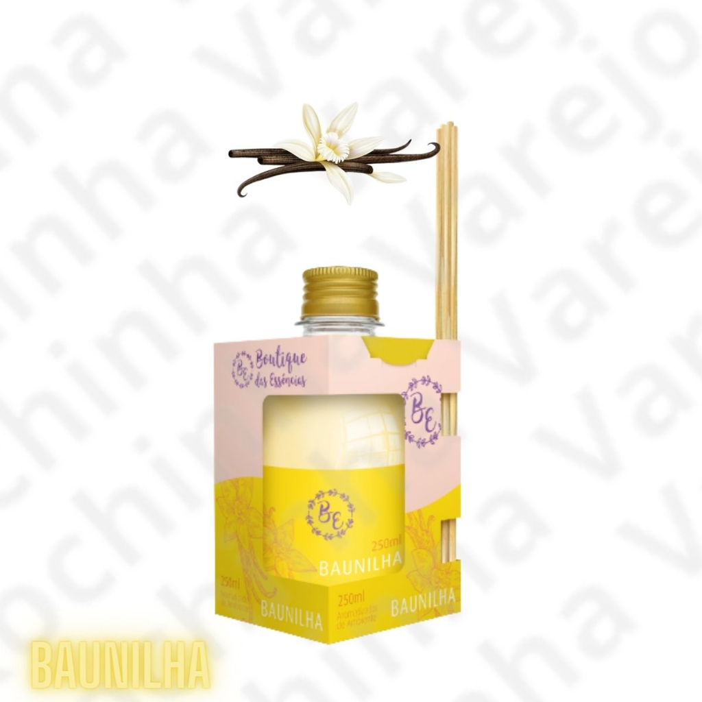 Kit 3 Difusor de Ambiente Aromatizador Jasmim, Baunilha e Morango com 4 Varetas cada e 250ml cada