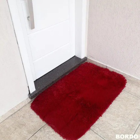 Tapete Peludo para Porta Felpudo Marrom 40cm x 60cm Antiderrapante Shaggy - Várias Cores