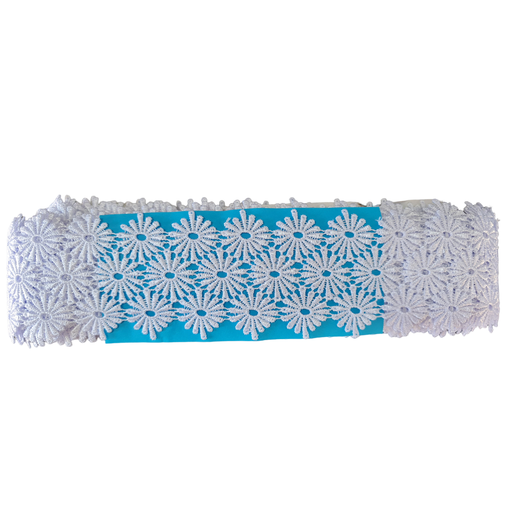 Renda Gripir Flores  Com 6,5 cm Branco CHL601