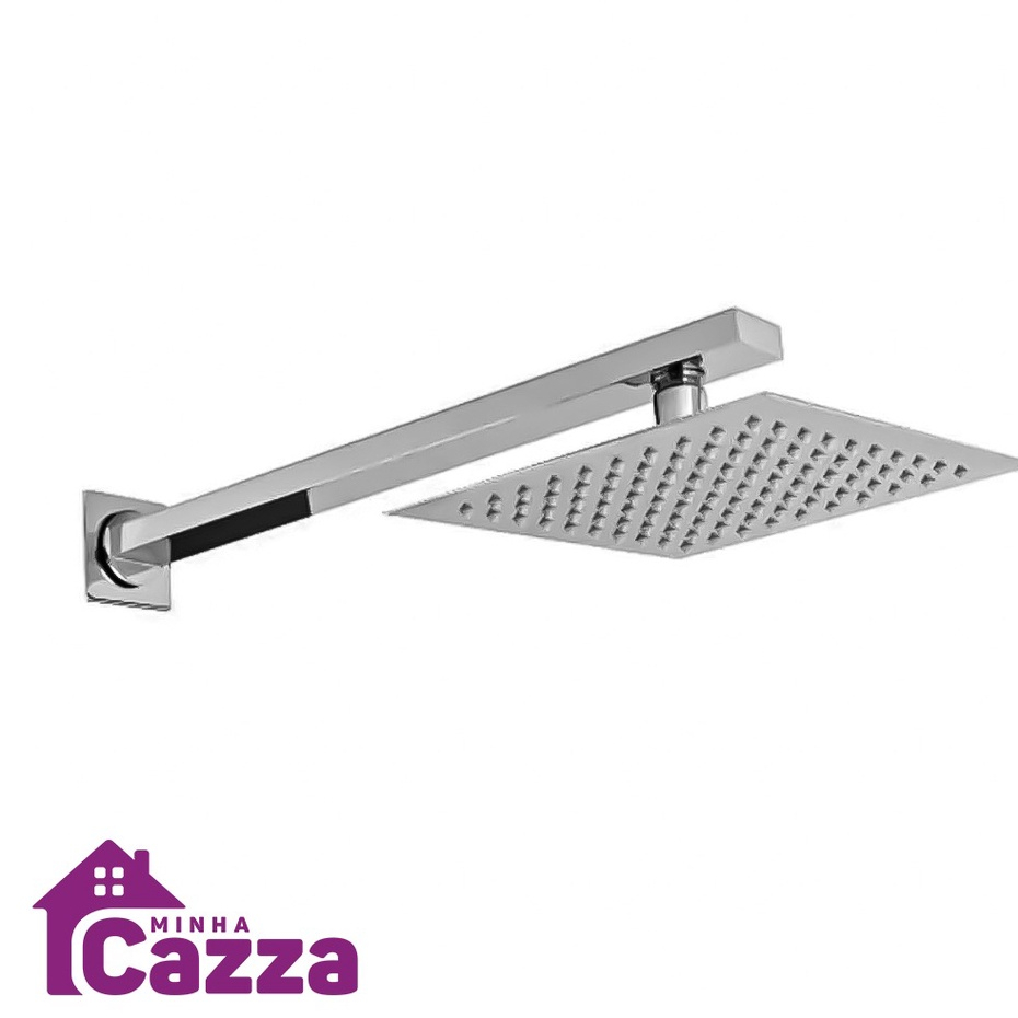 Ducha chuveiro inox quadrado 20X20 cm Com braco 40cm