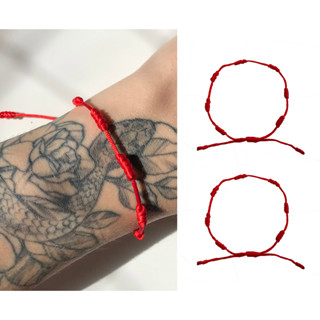 PAR Pulseira Vermelha 7 Nós Kabbalah Akai Ito DUAS UNIDADES CASAL pulseira de mal olhado
