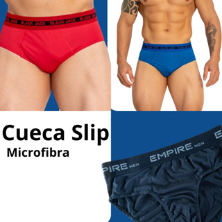 Kit 10 cueca Slip Microfibra masculina forro algodão tradicional