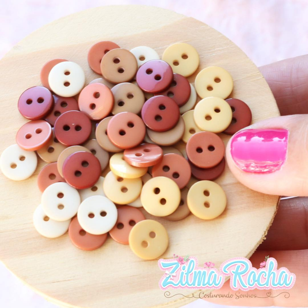 Botões Com 1 Cm  - Coleção Café com Leite - 50 Unidades em Oferta na Shopee