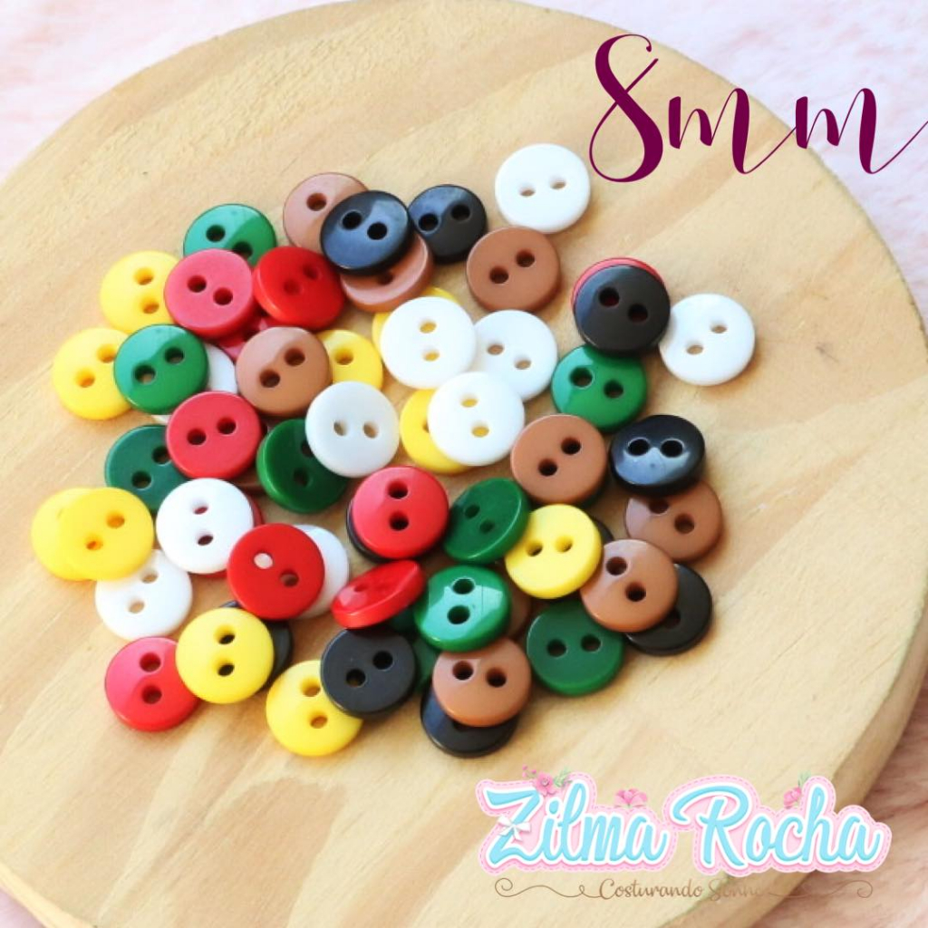 Mini Botões Cores Natalinas - com 8mm - 60 unidades - Artesanato, Costura , Patchwork, Natal, Papai Noel