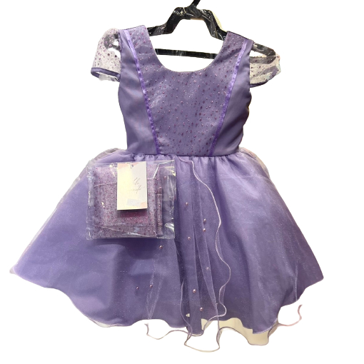 Vestido Infantil Festa Lindo Princesa Rapunzel Sophia Lilás Roxo + Capa