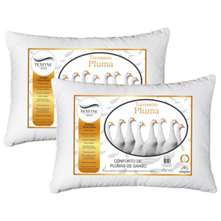 Kit Com 02 Travesseiros Plumas de Ganço sintetico 100% macio