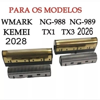kit reposição shaver kemei 2028, 2026, tx1, tx3 wmark NG 988, 989 telas e lâminas