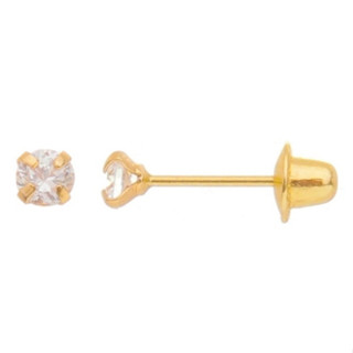 Par de Brincos Infantil de Zircônia 3mm Ouro 18k