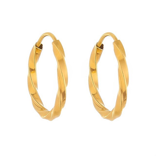 Par De Argolas Adulto/ Infantil Torcida 1,4cm Ouro 18k