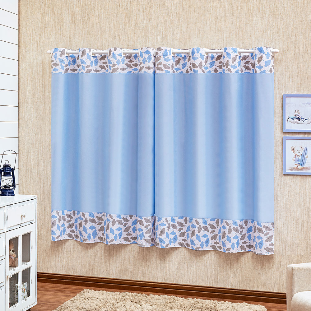 Cortina Infantil Baby 2m Para Decoração, Sala e Quarto - Diversas Estampas Baby Com Voil