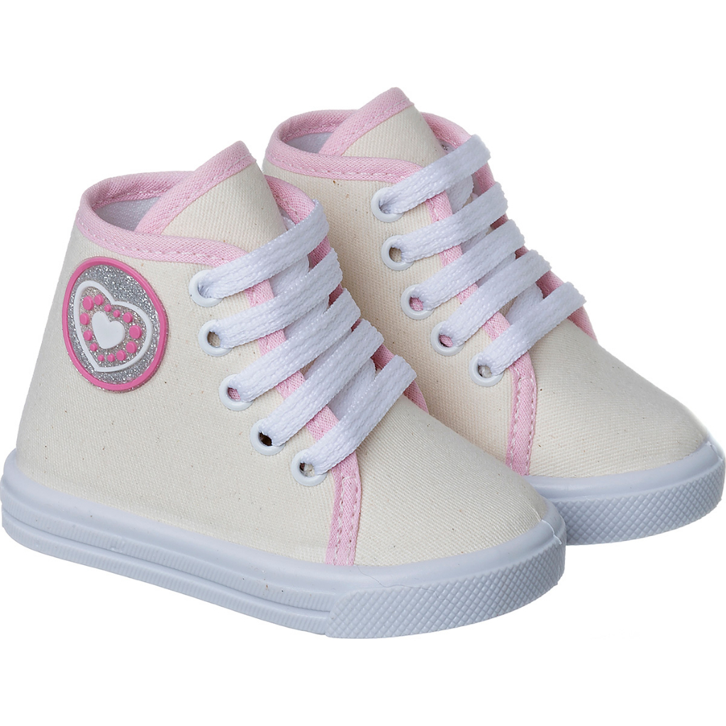 Tênis Infantil Botinha calçados bebe infantil cano alto meninas coração TFAI01