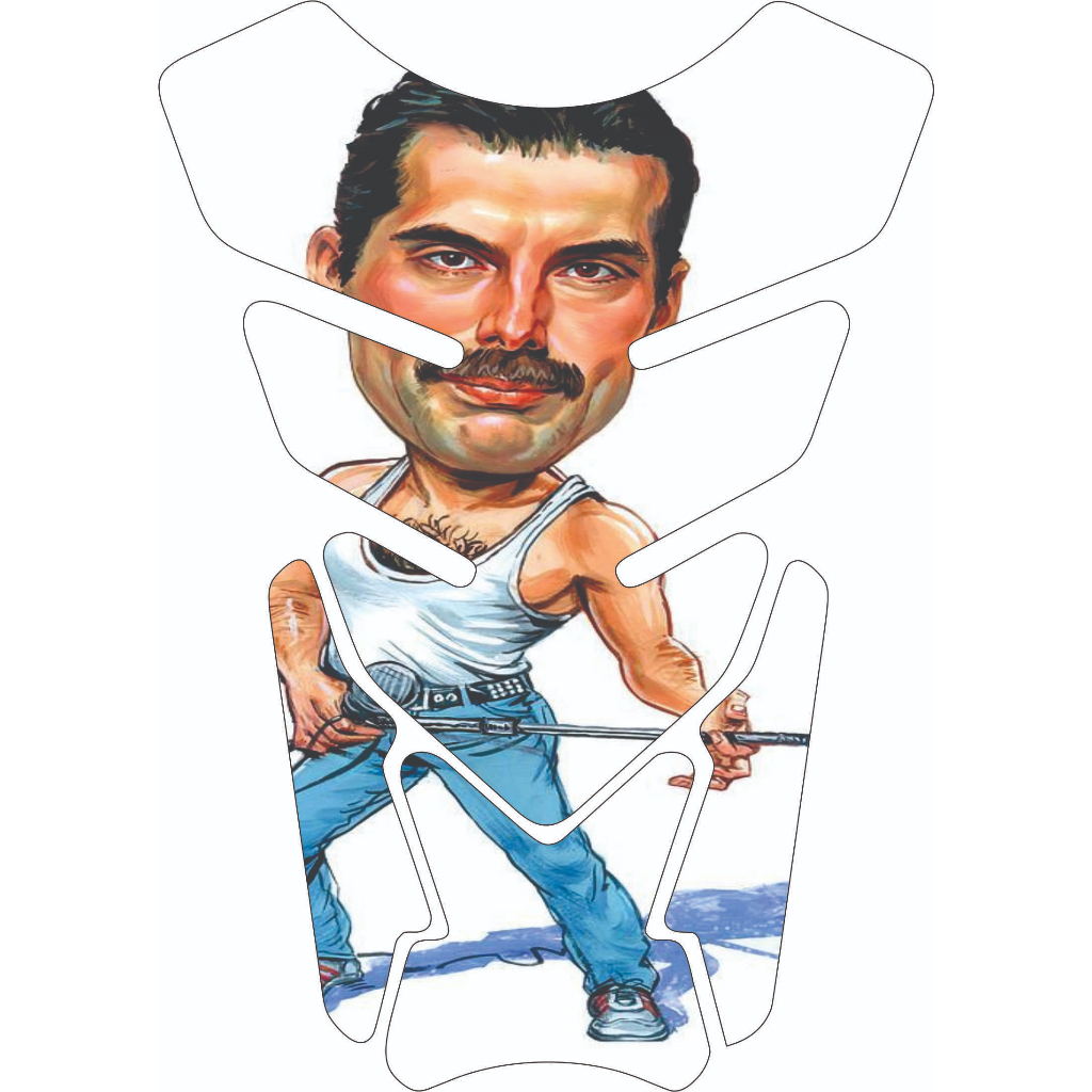 Protetor Para Tanque Moto Tankpad Resinado Universal Músicos Freddie Mercury e outros.