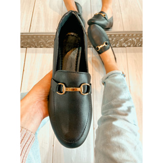 Mocassim bico redondo napa preto.
