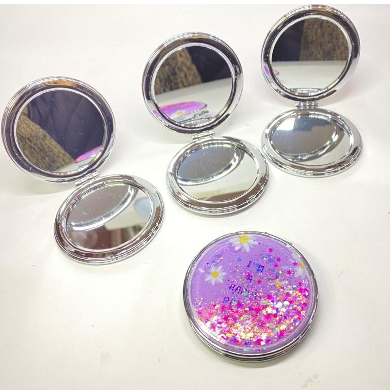 Espelho para Bolsa com Glitter e Água  Redondo  Brilho Brilhante Purpurina para Maquiagem em Oferta na Shopee
