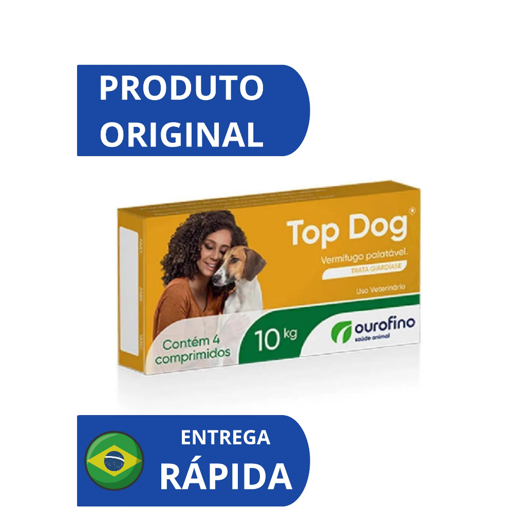 Vermifugo Top Dog 10Kg para Cães - 4 Comprimidos - ORIGINAL