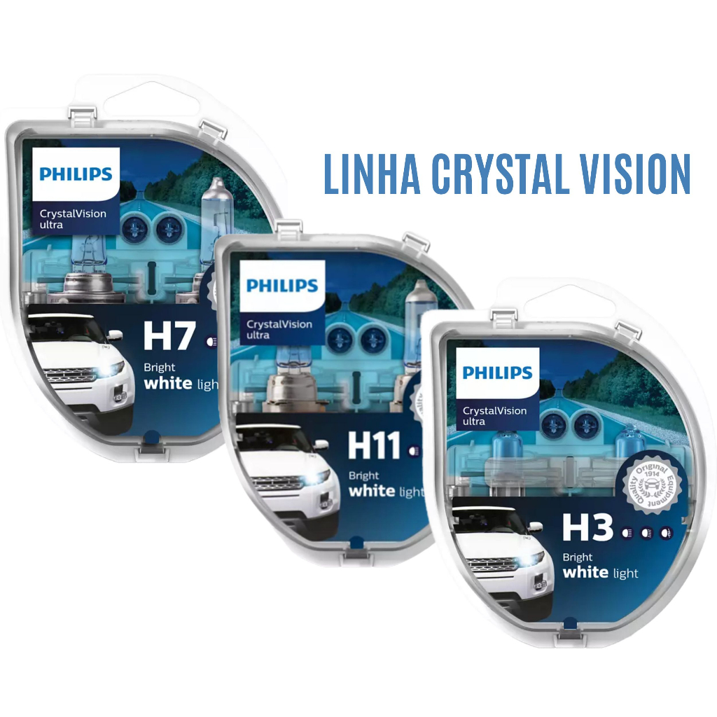 PAR LÂMPADAS PHILIPS CARRO CRYSTAL VISION TODOS OS ENCAIXES em Oferta na Shopee